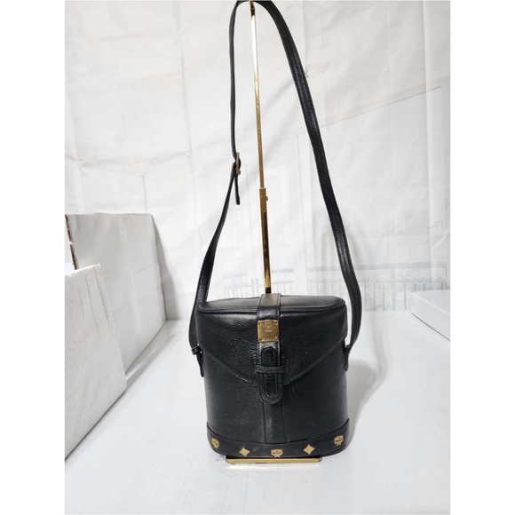 Authentic MCM Vintage Studded Bucket Bag Black - Picture 1 of 13